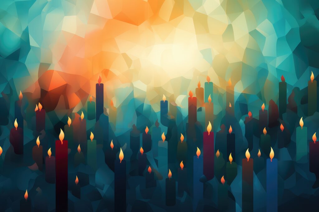 Abstract representation of mass of little lights or candles